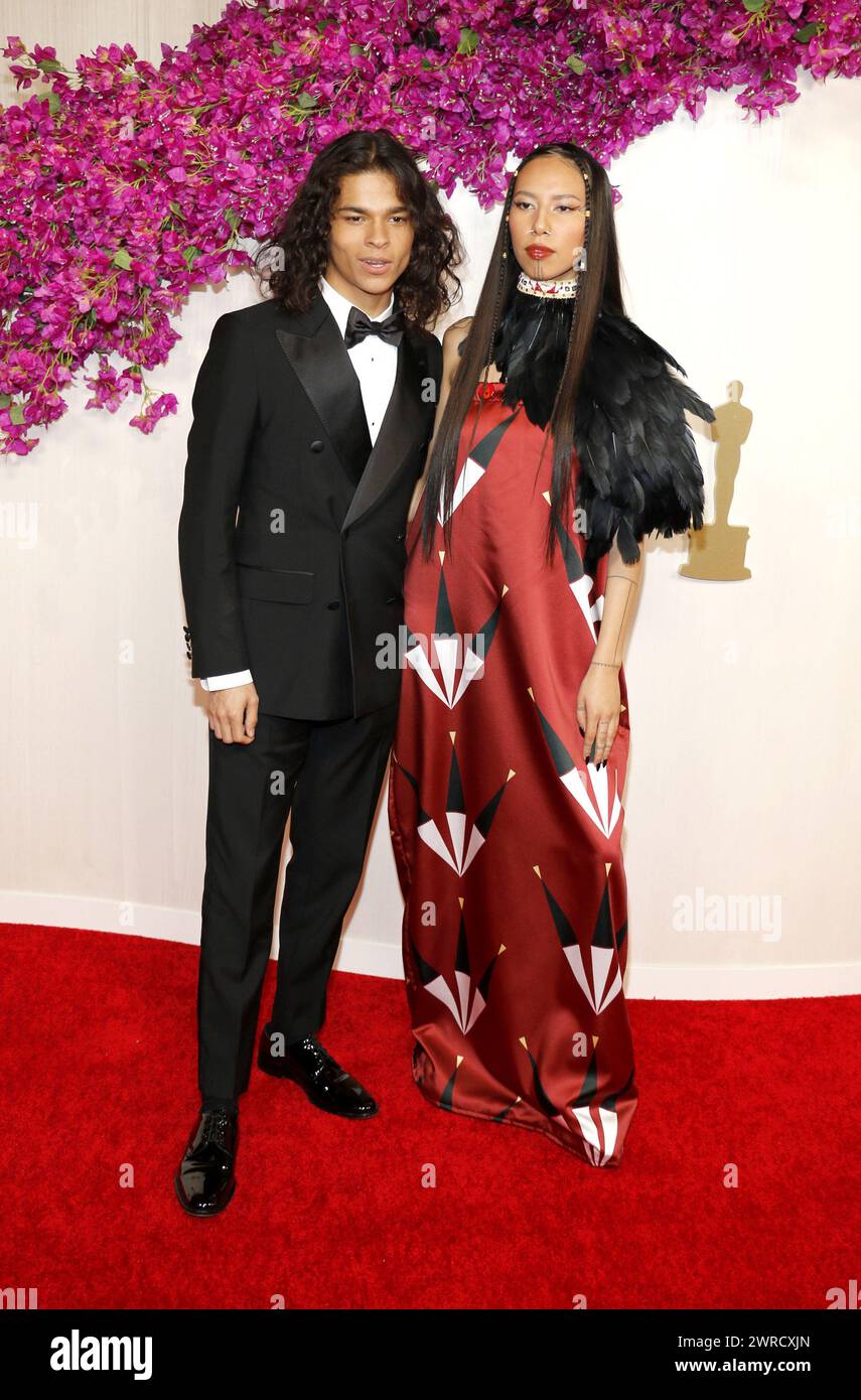 D'Pharaoh Woon-A-Tai and Quannah Chasinghorse at the 96th Annual Academy Awards held at the Dolby Theater in Hollywood, USA on March 10, 2024. Stock Photo
