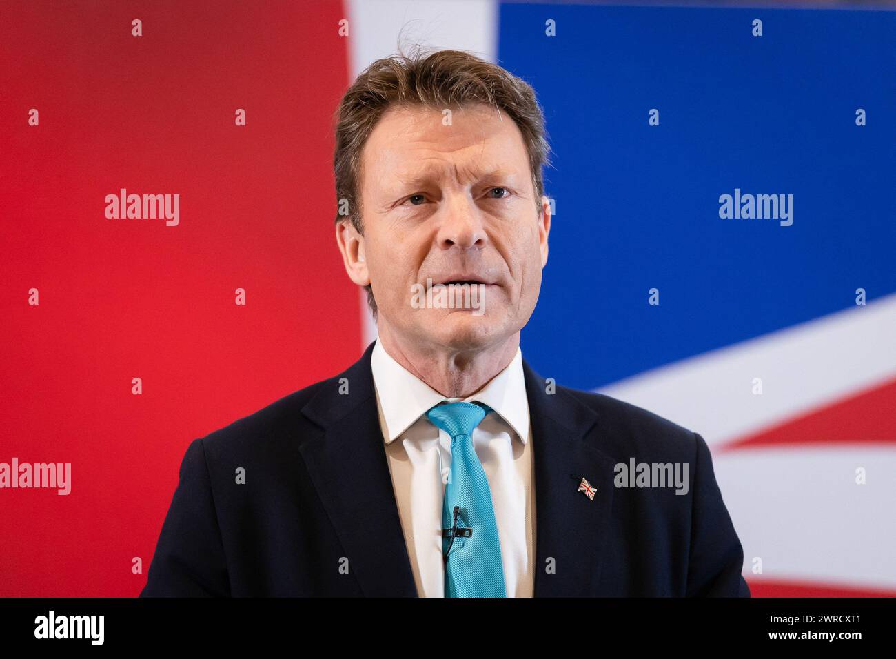 London, UK. 11th Mar, 2024. Leader of Reform UK Richard Tice speaks at a press conference. Anderson has defected from the Conservatives to Reform UK after his comments on Sadiq Khan being ëin the pocket of Islamistsí led to the Conservative whip being withdrawn from him. Credit: SOPA Images Limited/Alamy Live News Stock Photo