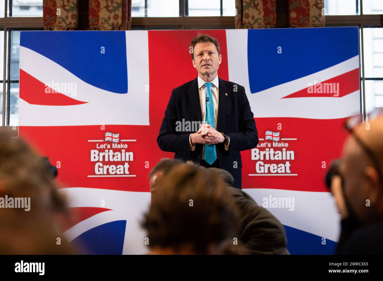 London, UK. 11th Mar, 2024. Leader of Reform UK Richard Tice speaks at a press conference. Anderson has defected from the Conservatives to Reform UK after his comments on Sadiq Khan being ëin the pocket of Islamistsí led to the Conservative whip being withdrawn from him. Credit: SOPA Images Limited/Alamy Live News Stock Photo