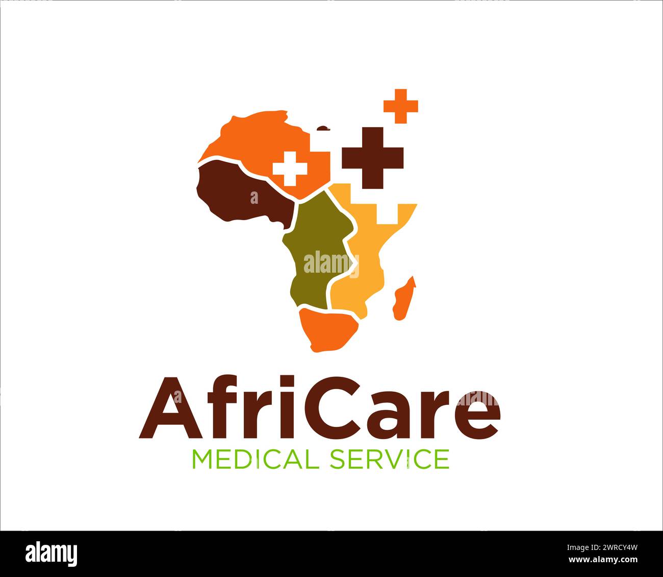 africa care logo designs for medical service and africa health consult Stock Vector