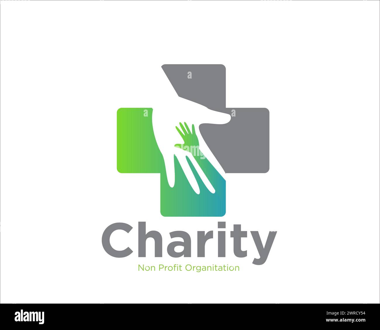 plus with hand charity logo designs for medical service or consult Stock Vector