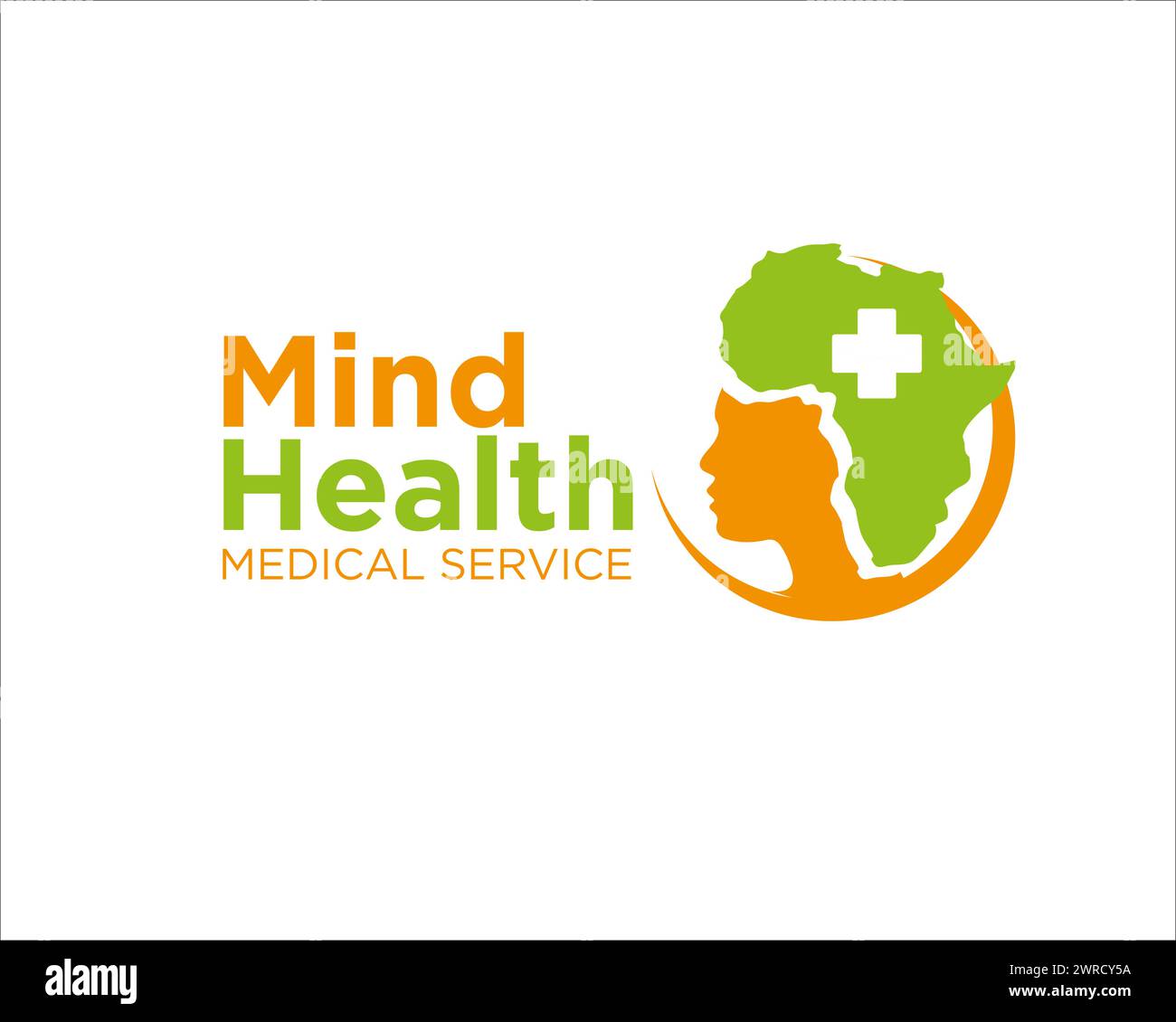 mind health africa with africa map as hair logo for medical service and consult Stock Vector