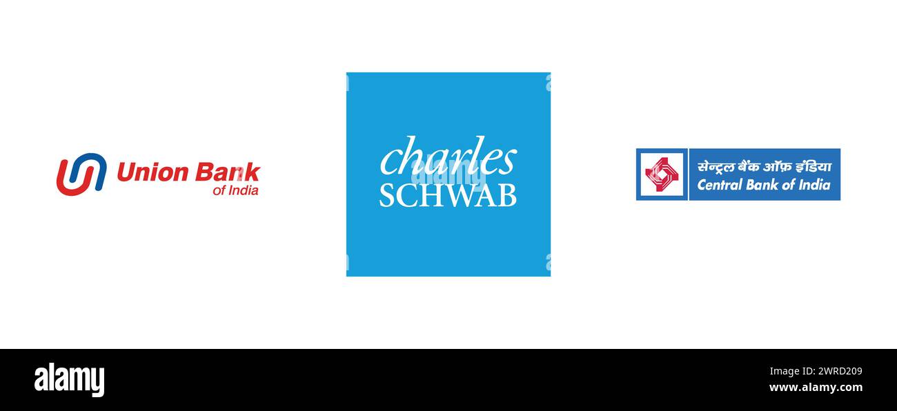 Central Bank of India, Union Bank of India, Charles Schwab. Vector