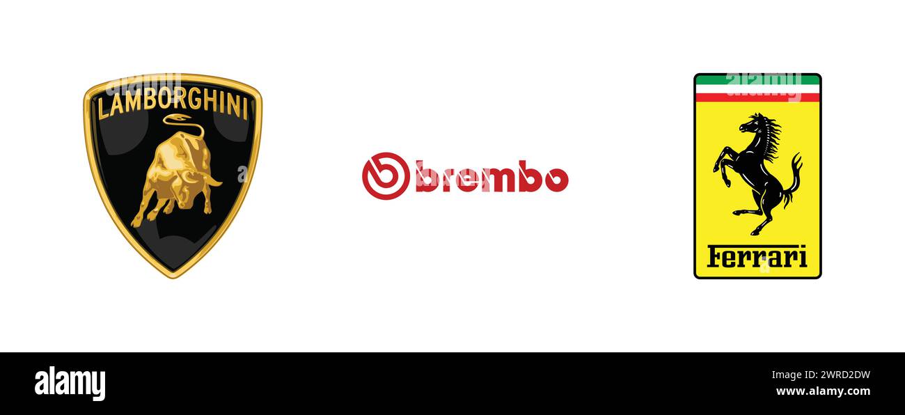 Ferrari, Brembo. Vector brand logo collection Stock Vector