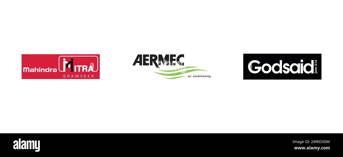 Aermec North America, mahindra mitra gramveer, Godsaid. Arts and design vector logo on isolated background. Stock Vector