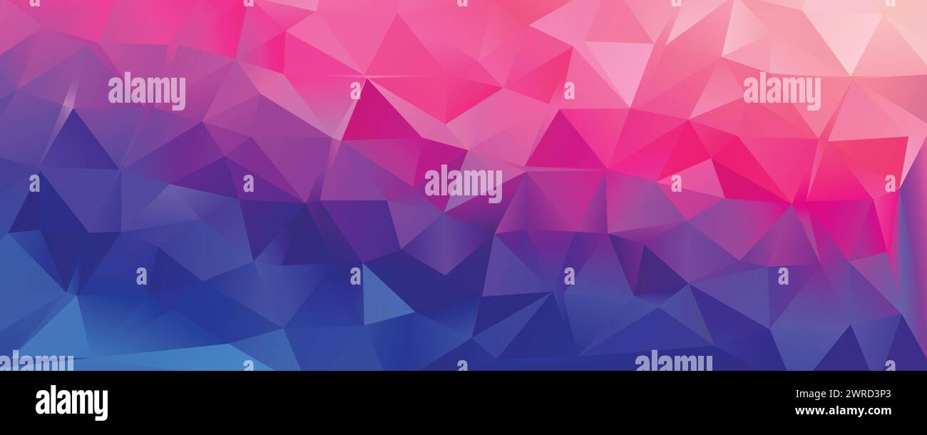Vector blue and purple Low poly abstract background, trendy, geometric, cyber polygonal wallpaper, triangle style poster Stock Vector