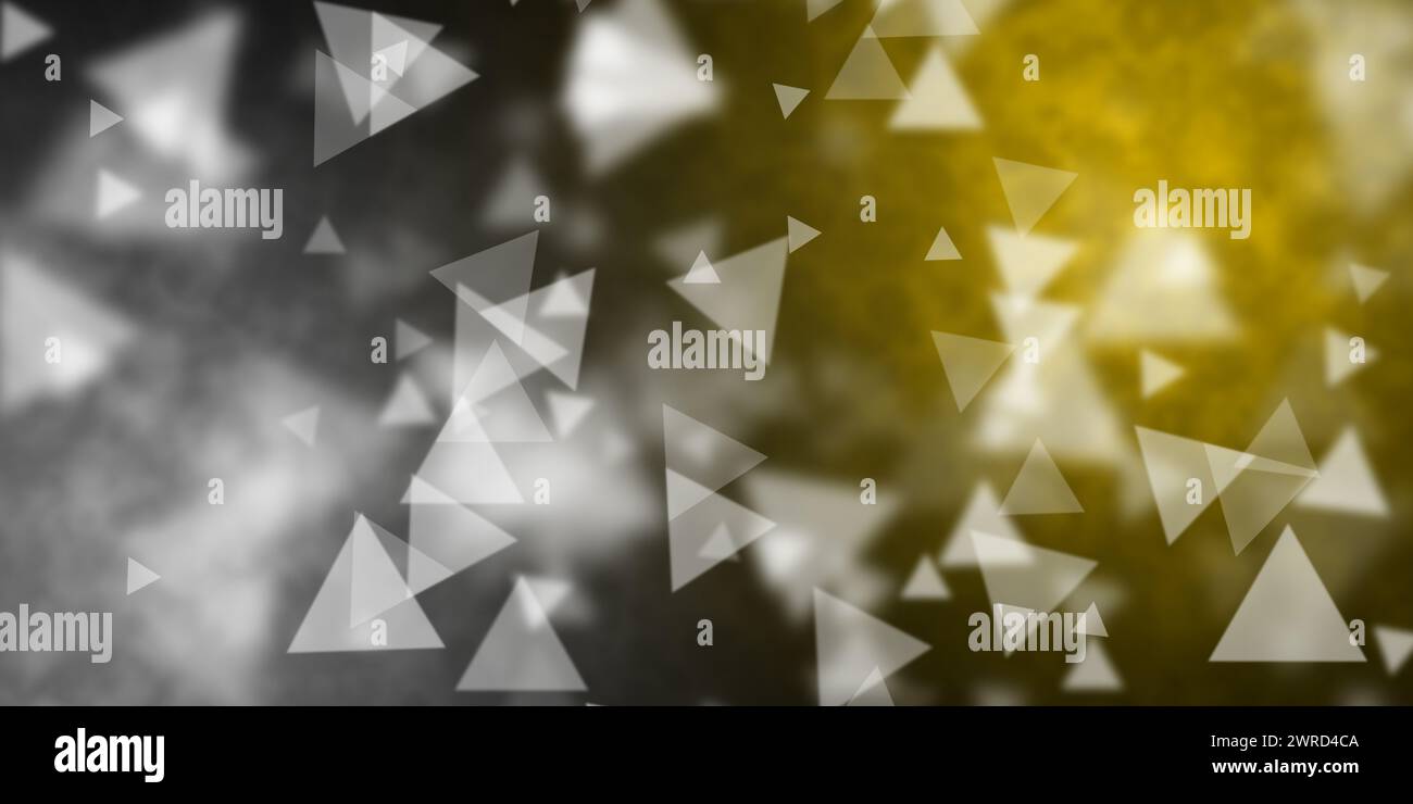 Flying triangular shapes over silver and yellow background Stock Photo ...