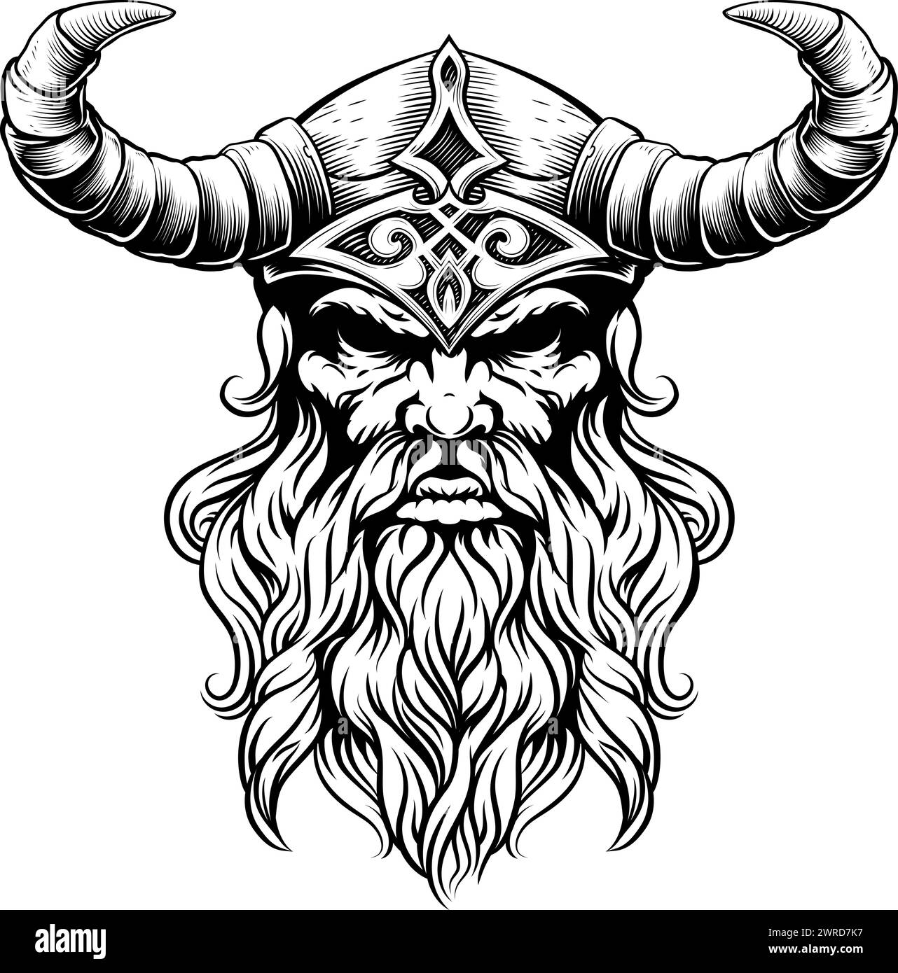 Viking Warrior Man Strong Mascot Face in Helmet Stock Vector Image