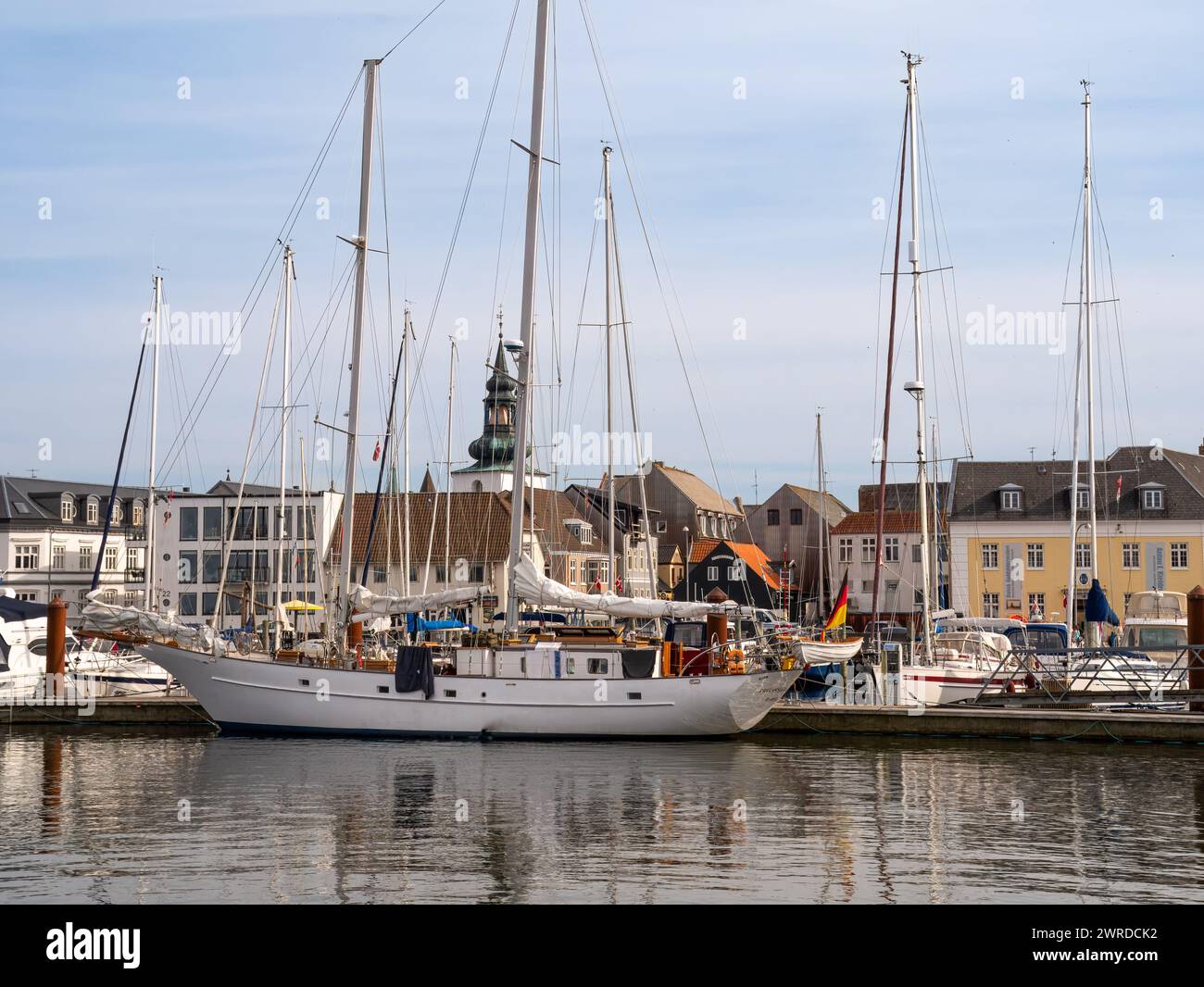 Sailing boats in harbour of Lemvig on the southern bank of the Limfjord, Central Jutland, Denmark Stock Photo