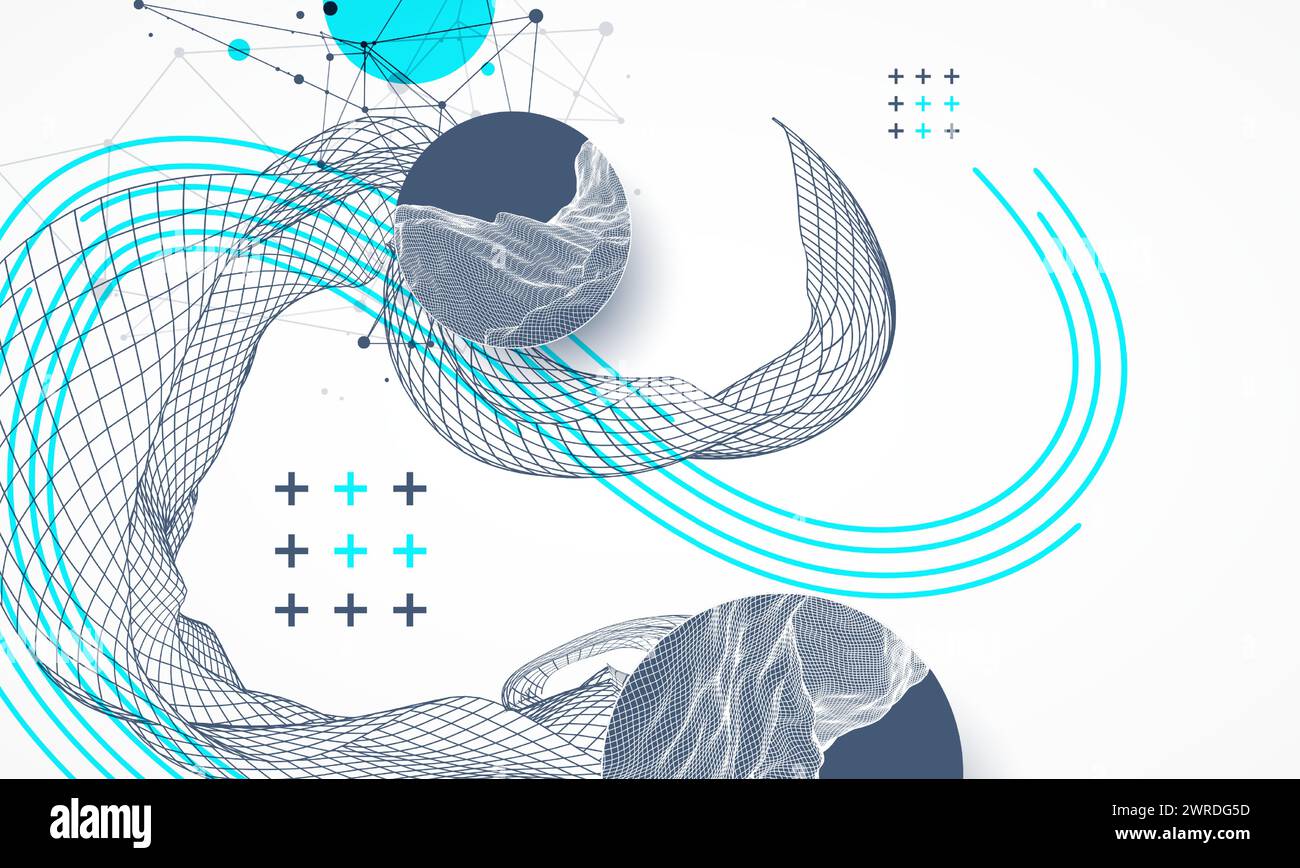 The abstract wave is made in a frame style. Template for science and ...