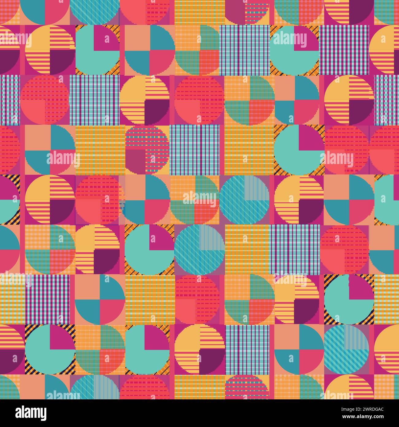 Colorful geometric seamless pattern with circles and squares Stock ...