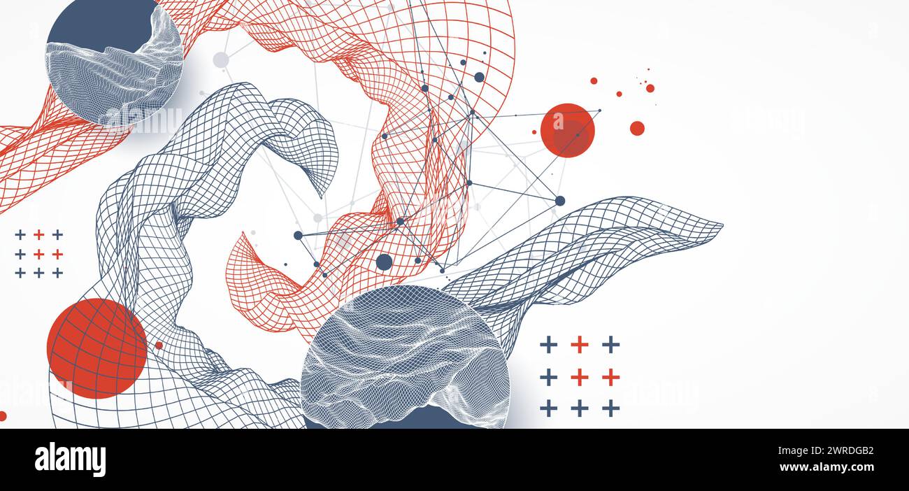 The abstract wave is made in a frame style. Template for science and ...