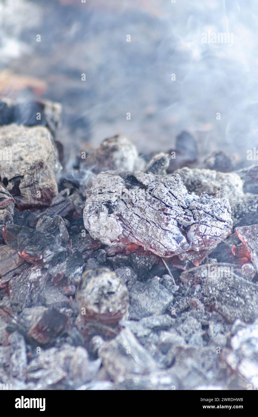 detail of smoking charcoal and embers in a grill Stock Photo Alamy