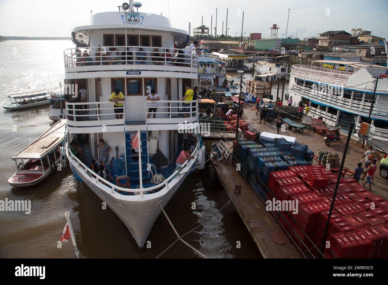 08/10/15  Ferry boats are loaded at Macapá on the Amazon, Brazil. Stock Photo