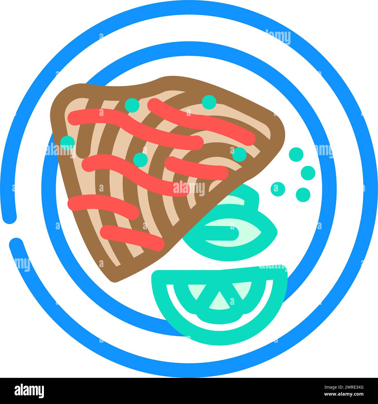 tuna steak sea cuisine color icon vector illustration Stock Vector ...