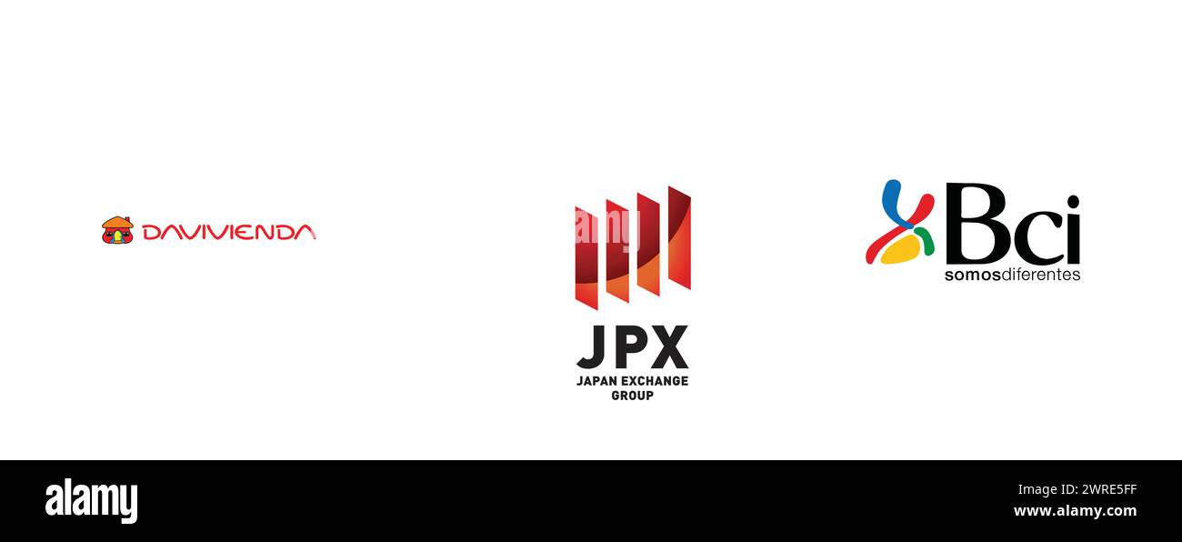 Japan Exchange Group JPX, Davivienda, BCI Banco Credito. Vector brand