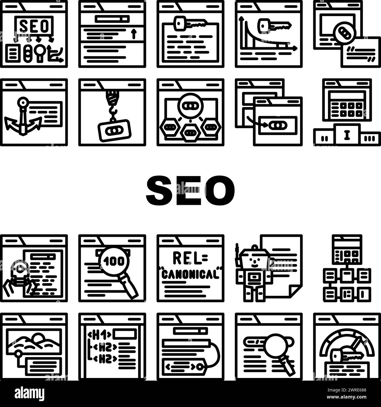 seo optimize search rank icons set vector Stock Vector Image & Art - Alamy