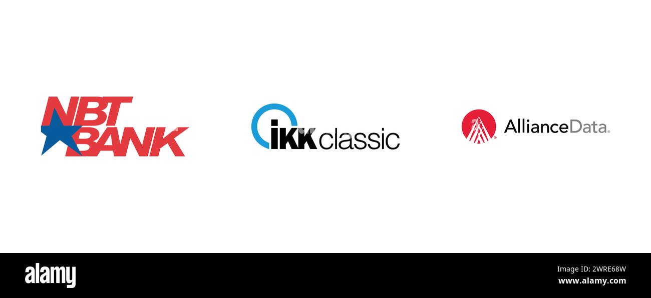 NBT Bank, IKK Classic, Alliance Data Systems. Vector brand logo collection Stock Vector Image