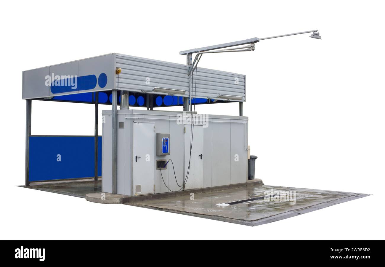 Standard self-service car wash isolated on white Stock Photo - Alamy