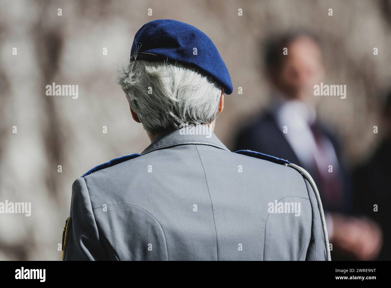 Berlin, Deutschland. 12th Mar, 2024. A soldier of the Bundeswehr, photographed during a reception with military honors in the Federal Chancellery in Berlin, March 12, 2024. Credit: dpa/Alamy Live News Stock Photo