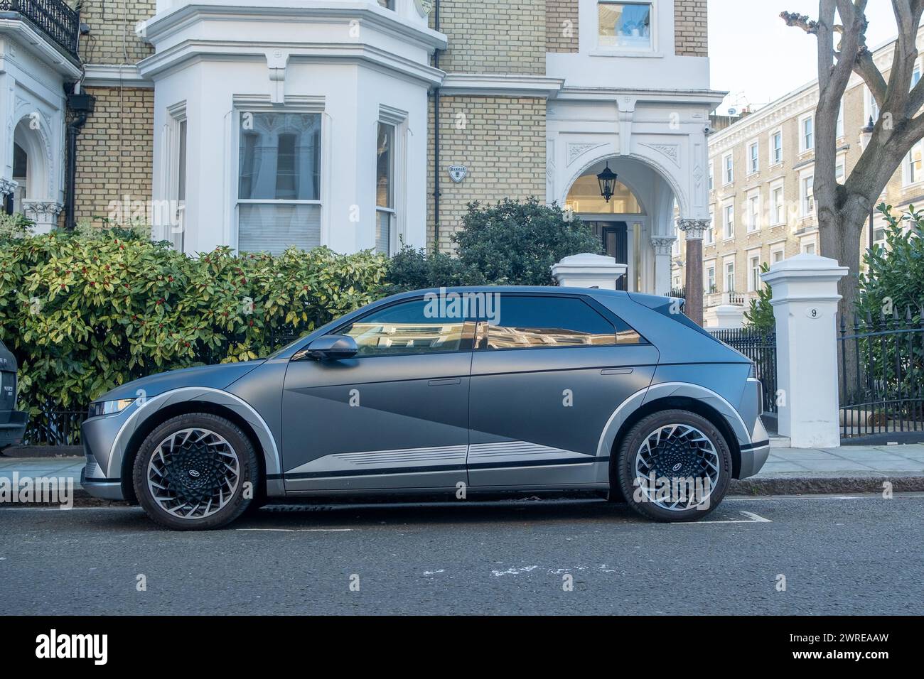 LONDON, JANUARY, 2024: Hyundai IONIQ 5. Korean electric vehicle parked on London residential street Stock Photo