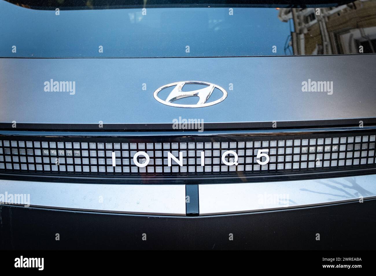 LONDON, JANUARY, 2024: Hyundai IONIQ 5. Korean electric vehicle parked on London residential street Stock Photo