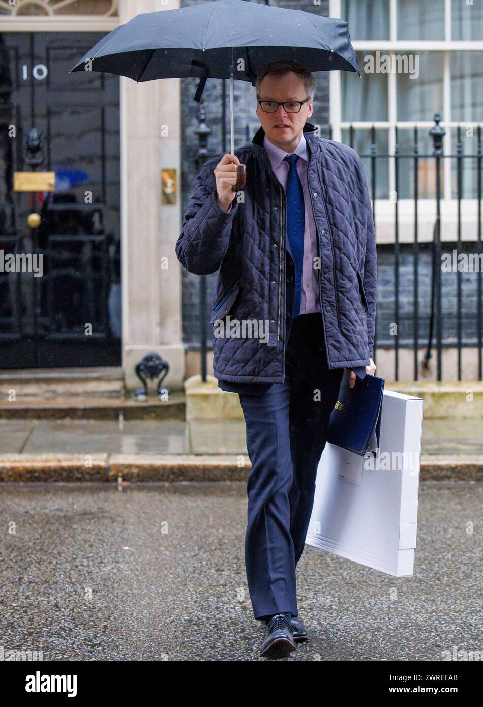 London, UK. 12th Mar, 2024. Michael Tomlinson, Minister of State for Countering Illegal Migration, at Downing Street for the Cabinet meeting. Credit: Mark Thomas/Alamy Live News Stock Photo