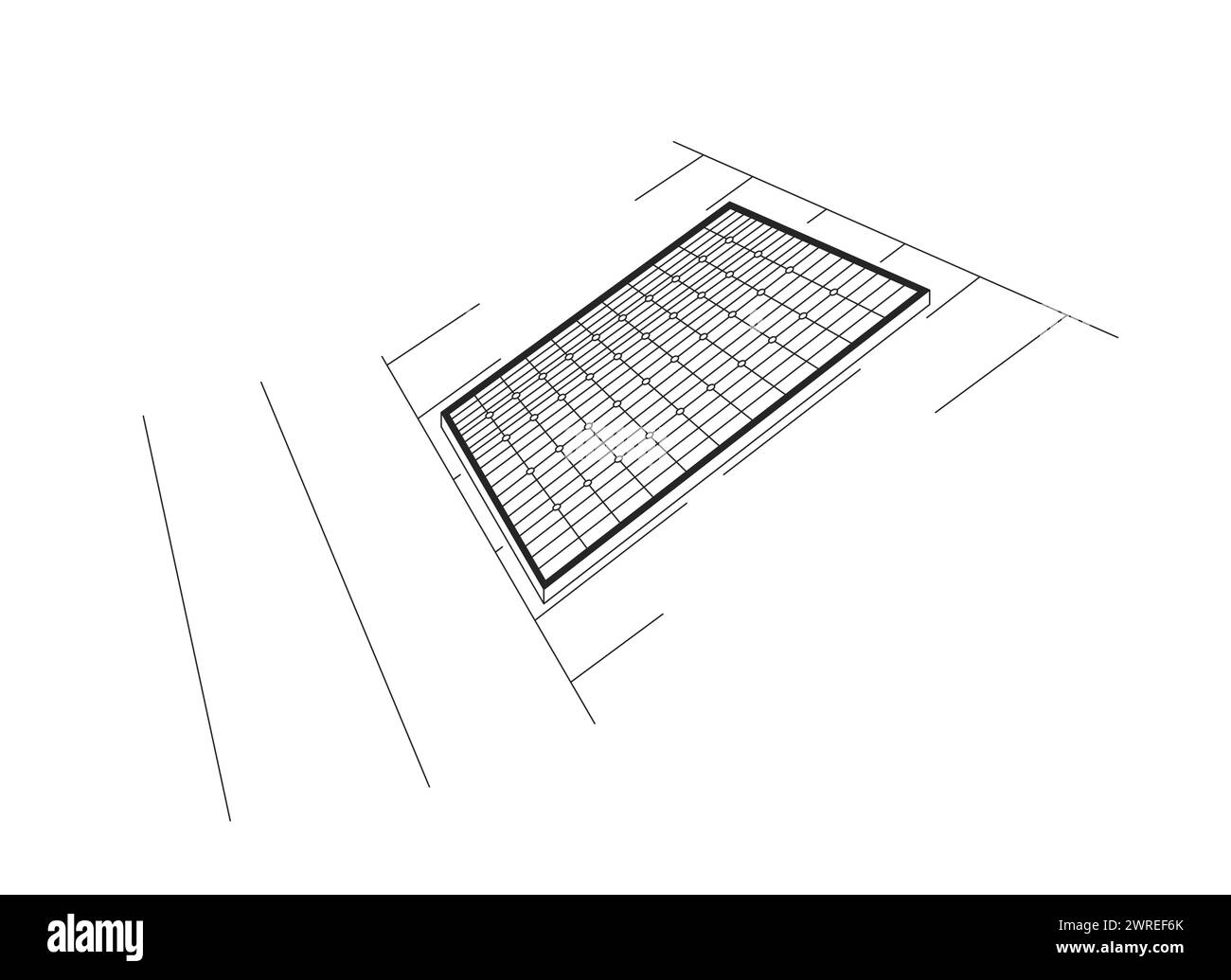 Rooftop solar energy system black and white 2D line cartoon object Stock Vector