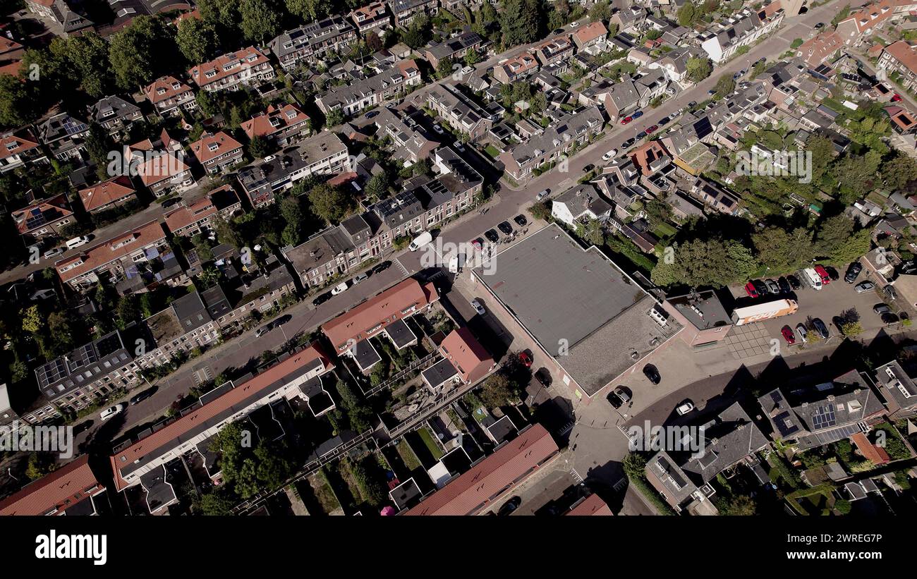 Dutch landscape aerial countryside suburb small town residential ...