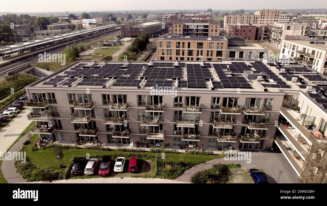 Dutch landscape aerial countryside suburb small town residential ...