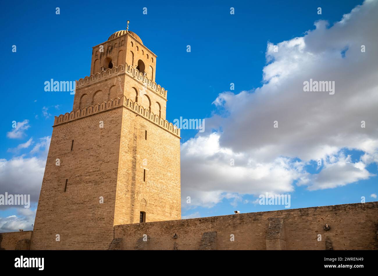 The 9th Century Minaret Of The Great Mosque Of Kairouan Or Mosque Of the-9th-century-minaret-of-the-great-mosque-of-kairouan-or-mosque-of