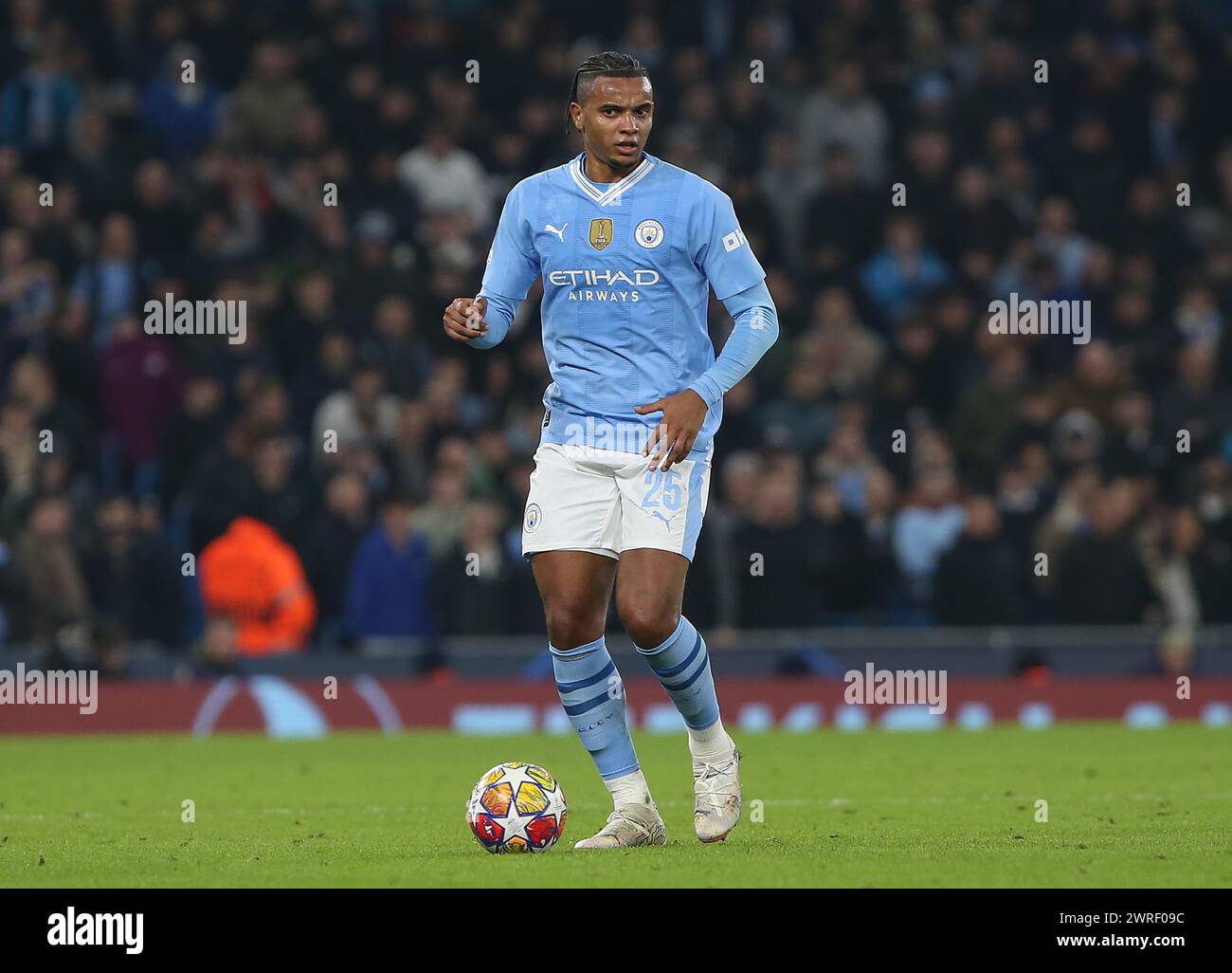 Manuel Akanji of Manchester City. - Manchester City v F.C. Copenhagen, UEFA Champions League, Round Of 16, 2nd Leg, Etihad Stadium, Manchester, UK. - 6th March 2024. Editorial Use Only - DataCo restrictions apply. Stock Photo