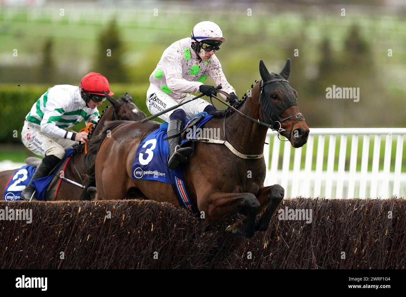 Gaelic Warrior ridden by Paul Townend on their way to winning the My Pension Expert Arkle Challenge Trophy Novices' Chase on day one of the 2024 Cheltenham Festival at Cheltenham Racecourse. Picture date: Tuesday March 12, 2024. Stock Photo