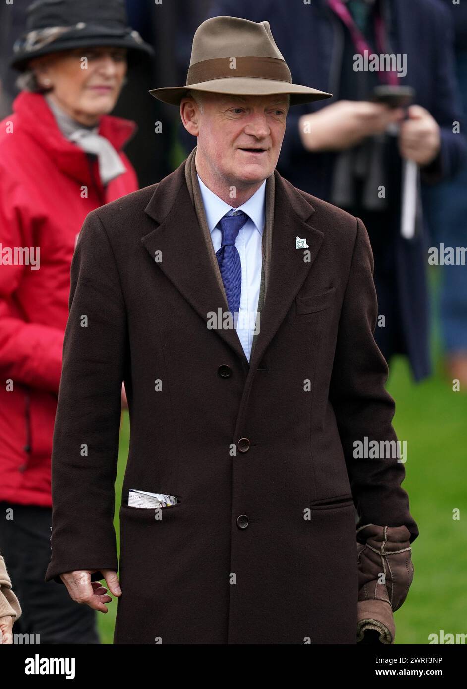 Trainer Willie Mullins after Gaelic Warrior won the My Pension Expert Arkle Challenge Trophy Novices' Chase on day one of the 2024 Cheltenham Festival at Cheltenham Racecourse. Picture date: Tuesday March 12, 2024. Stock Photo