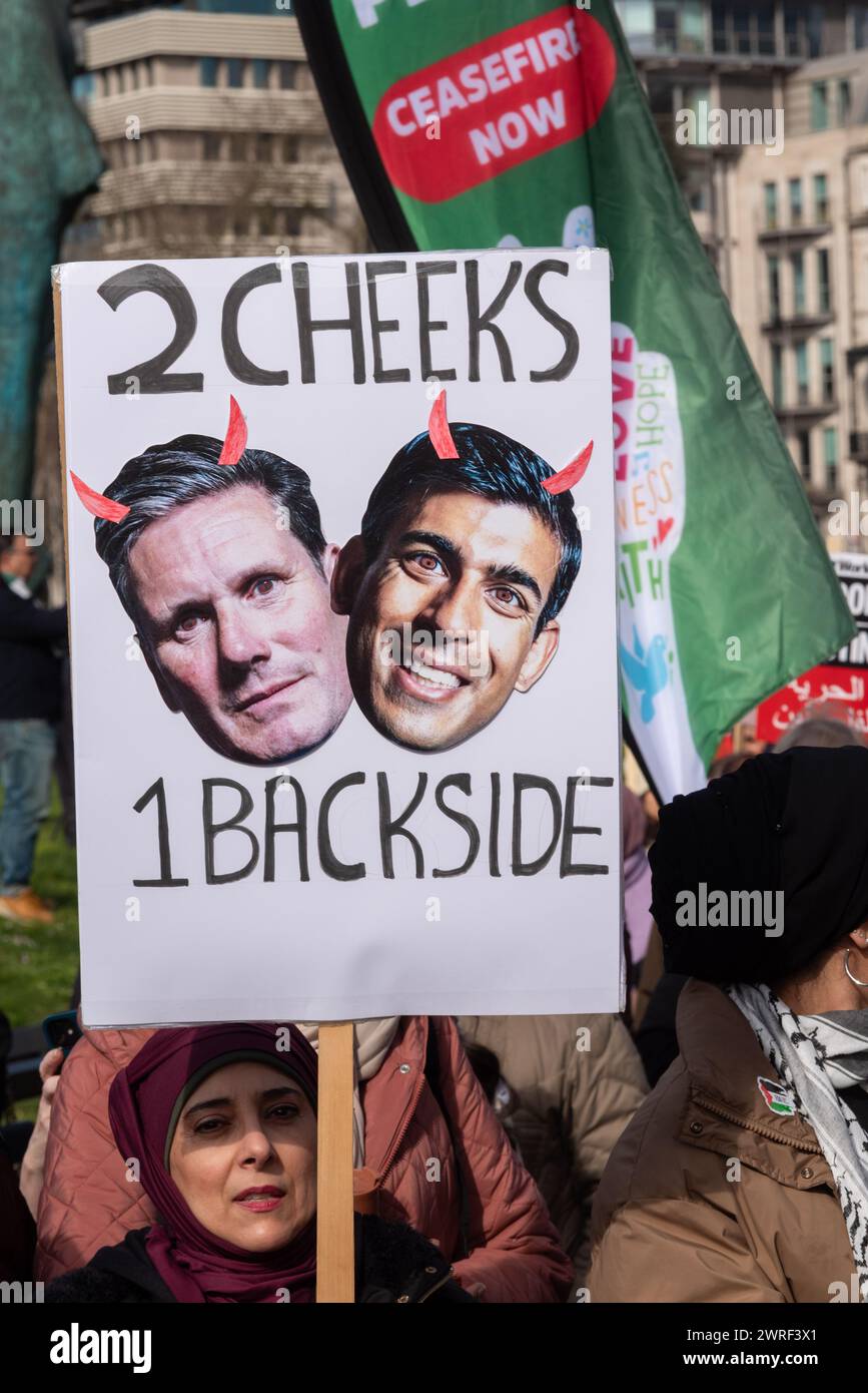 Pro Palestine protest march in London, UK, protesting against the