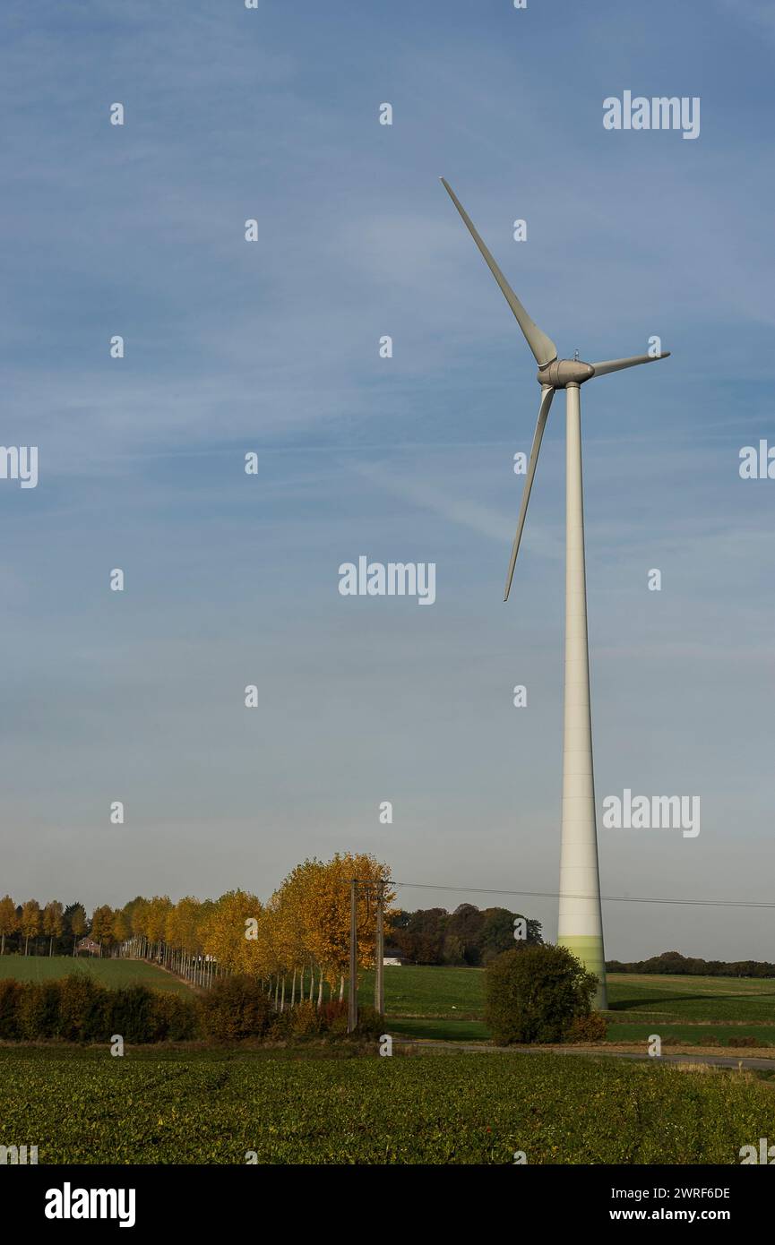Eolienne Au Milieu Des Champs Dans Les Campagnes Wallones Avec Eolienne Au Milieu Des Champs Dans Les Campagnes Wallones Avec