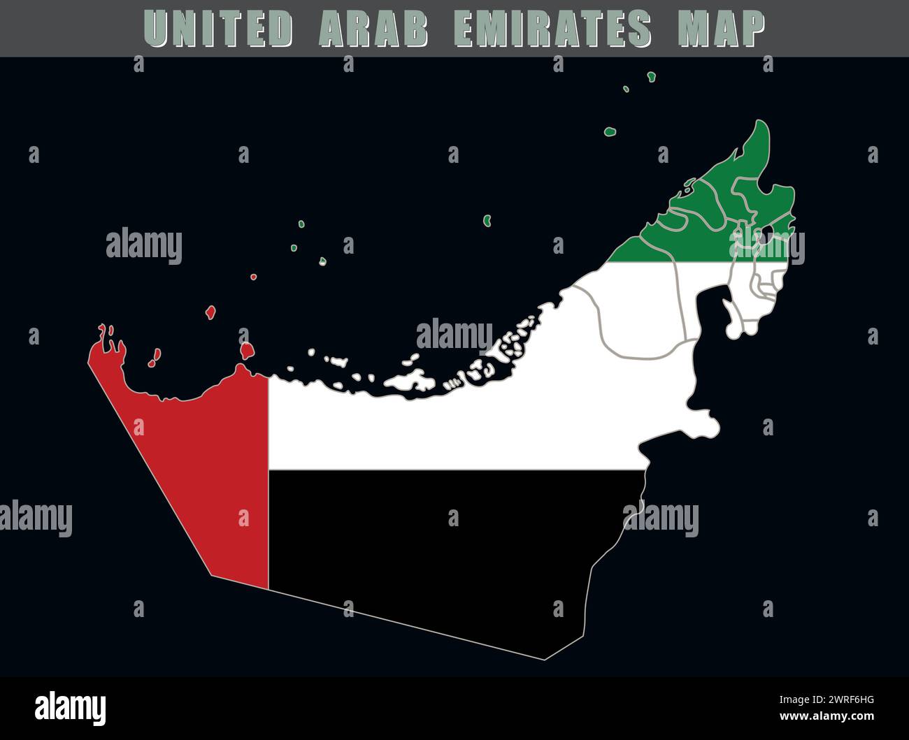 Map of the United Arab Emirates country. Vector illustration. Stock Vector