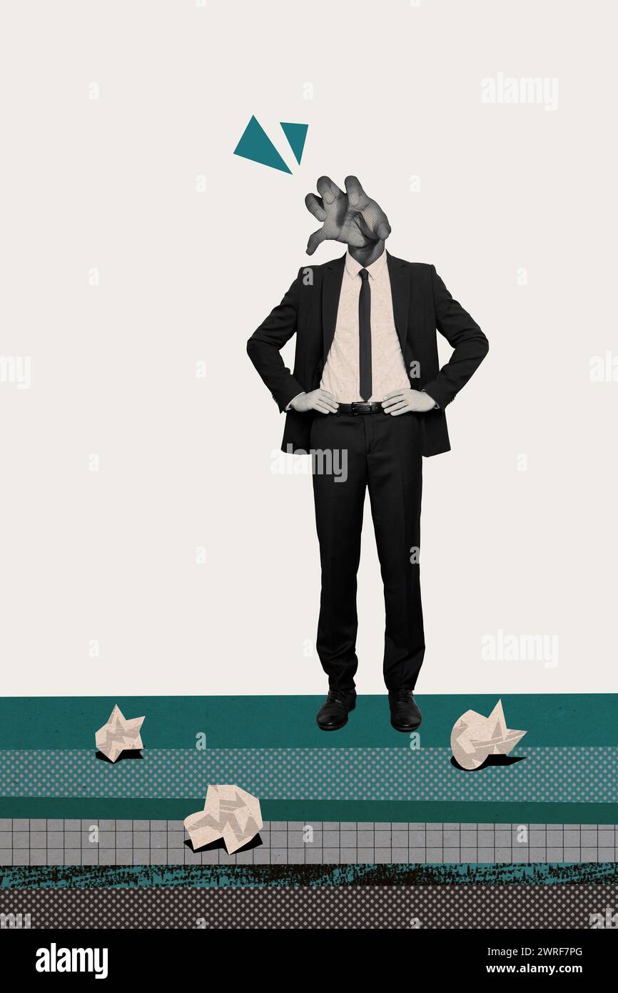 Composite trend artwork sketch image photo collage of faceless offce ...