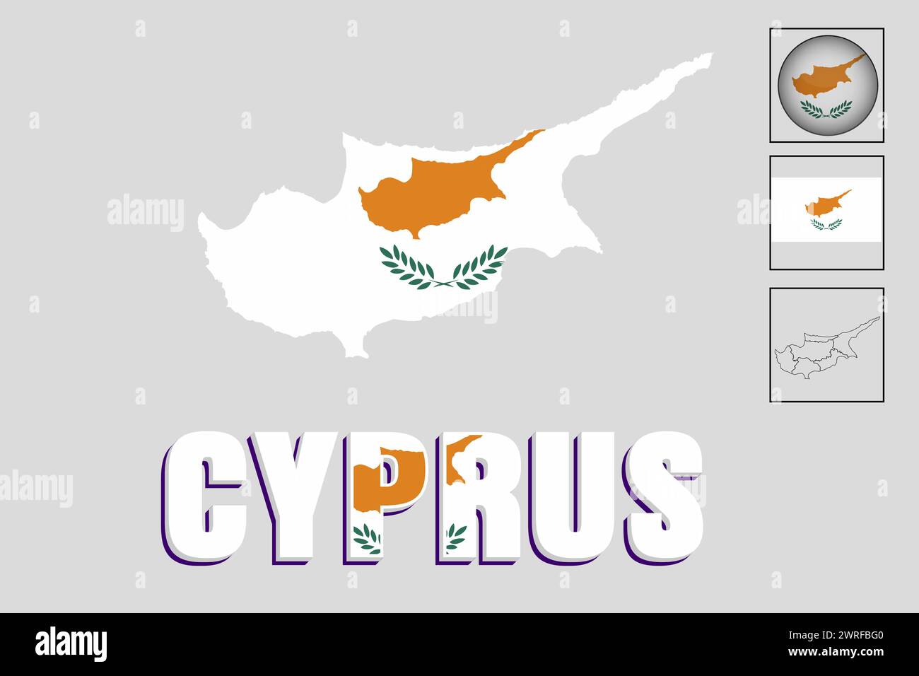 Cyprus flag and map in vector illustration Stock Vector