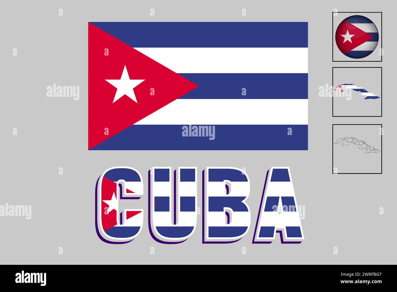 Cuba flag and map in vector illustration Stock Vector