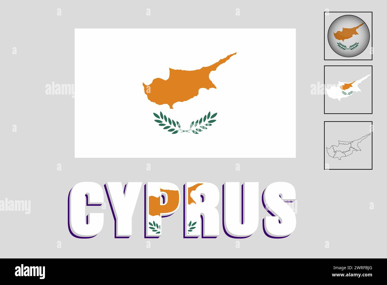 Cyprus flag and map in vector illustration Stock Vector