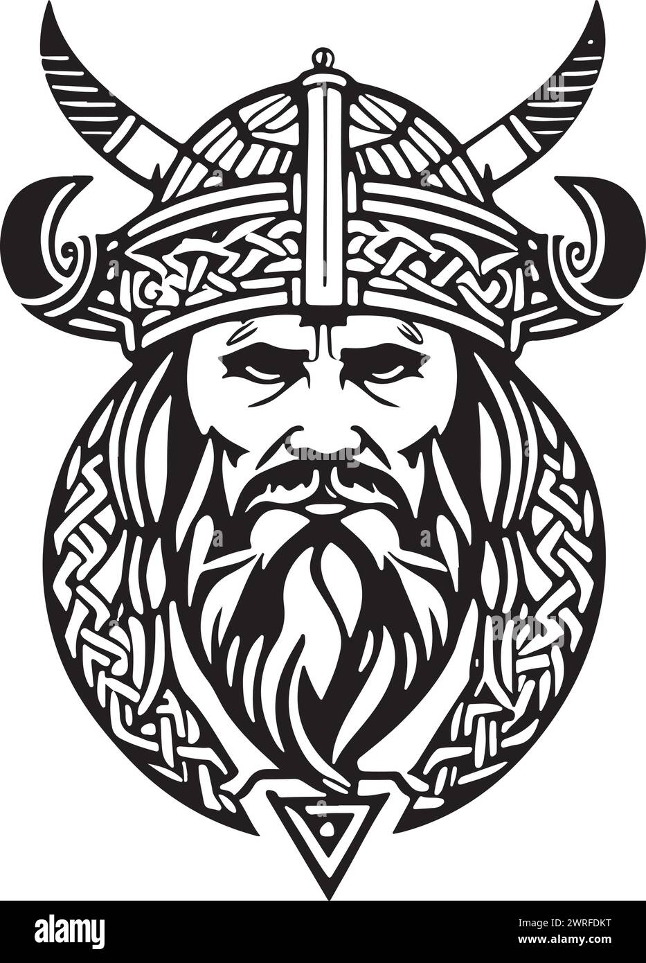 Great line art style Viking head vector graphic template, Suitable for logo design, tattoo ...