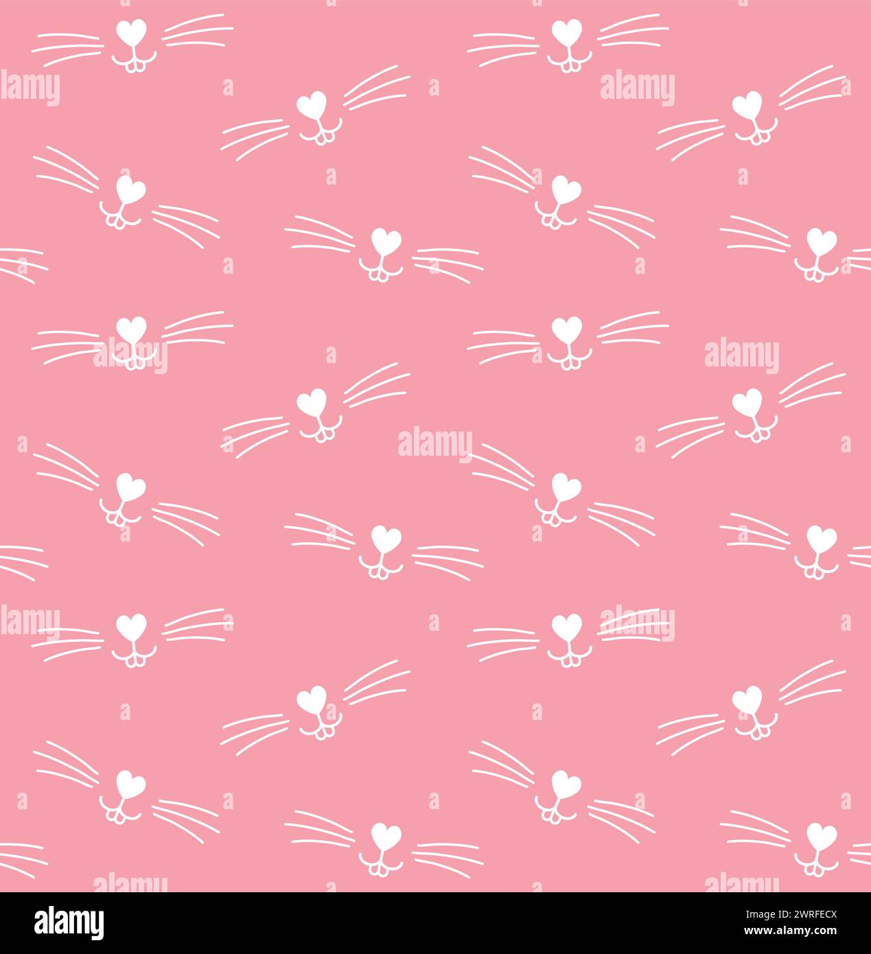 Vector seamless pattern of flat Easter bunny face isolated on pink ...