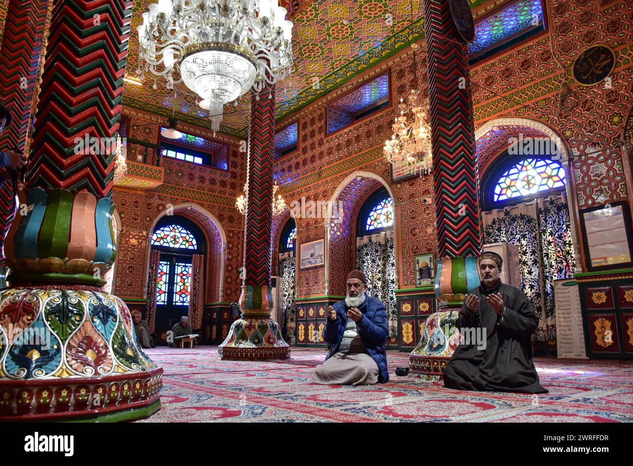 Kashmiri Muslims pray inside the shrine of Syed Abdul Qadir Geelani ...