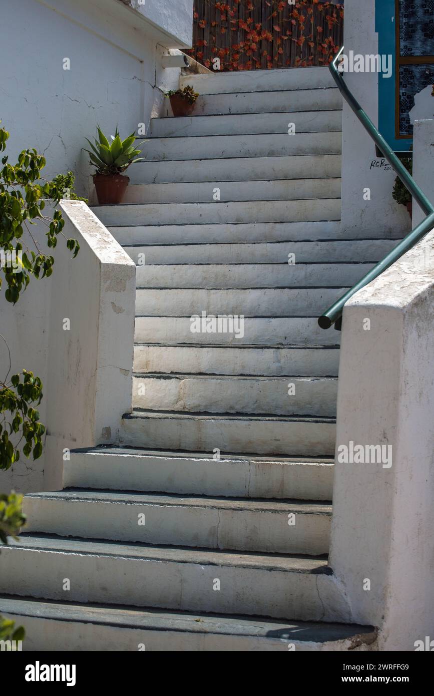 White painted steps in Alvor, Portugal Stock Photo