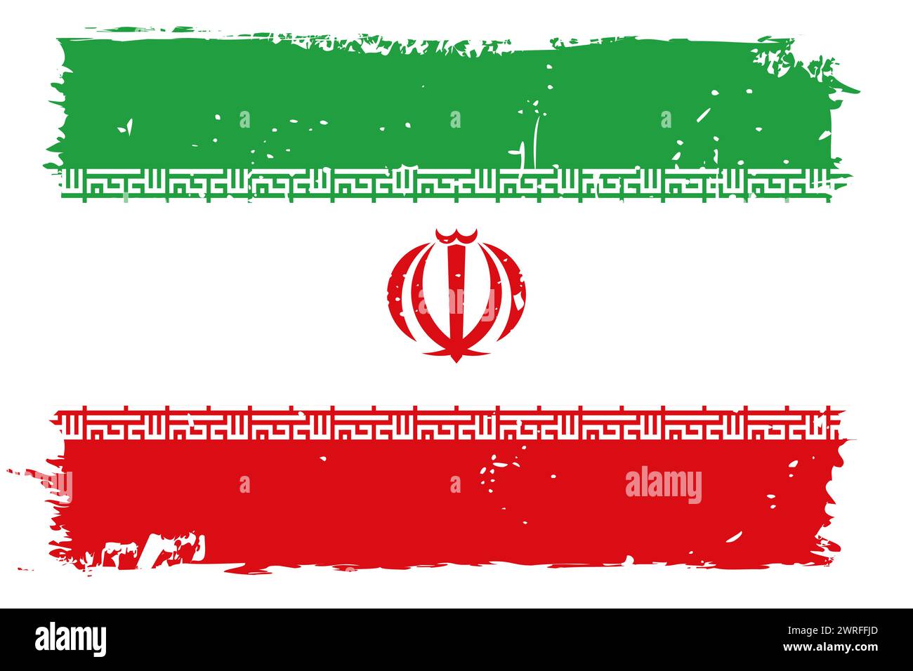 Iran flag - vector flag with stylish scratch effect and white grunge frame. Stock Vector