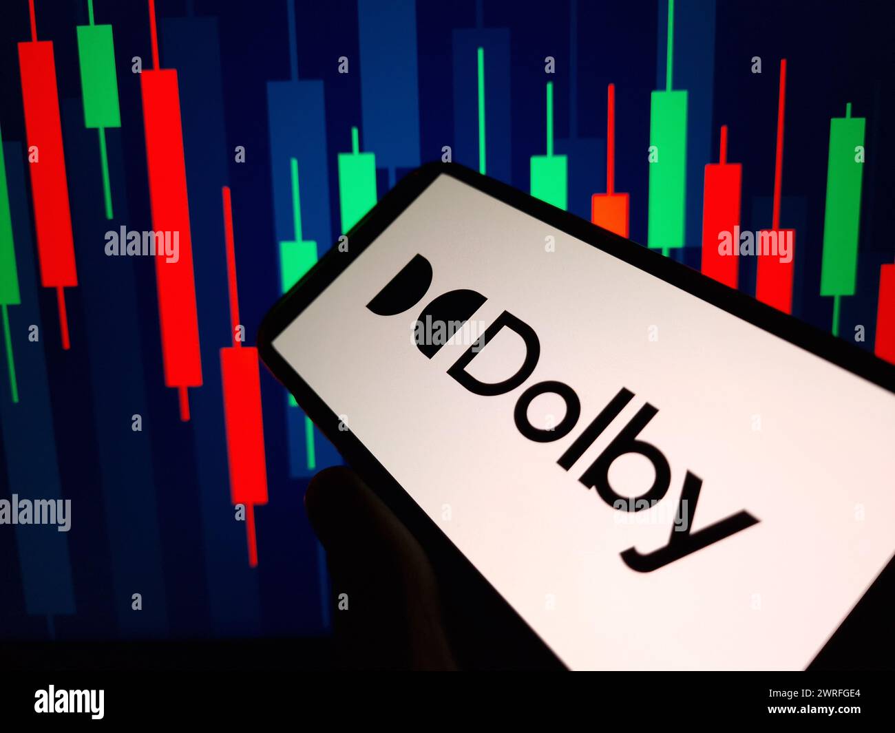 Konskie, Poland - March 11, 2024: Dolby company logo displayed on mobile phone Stock Photo