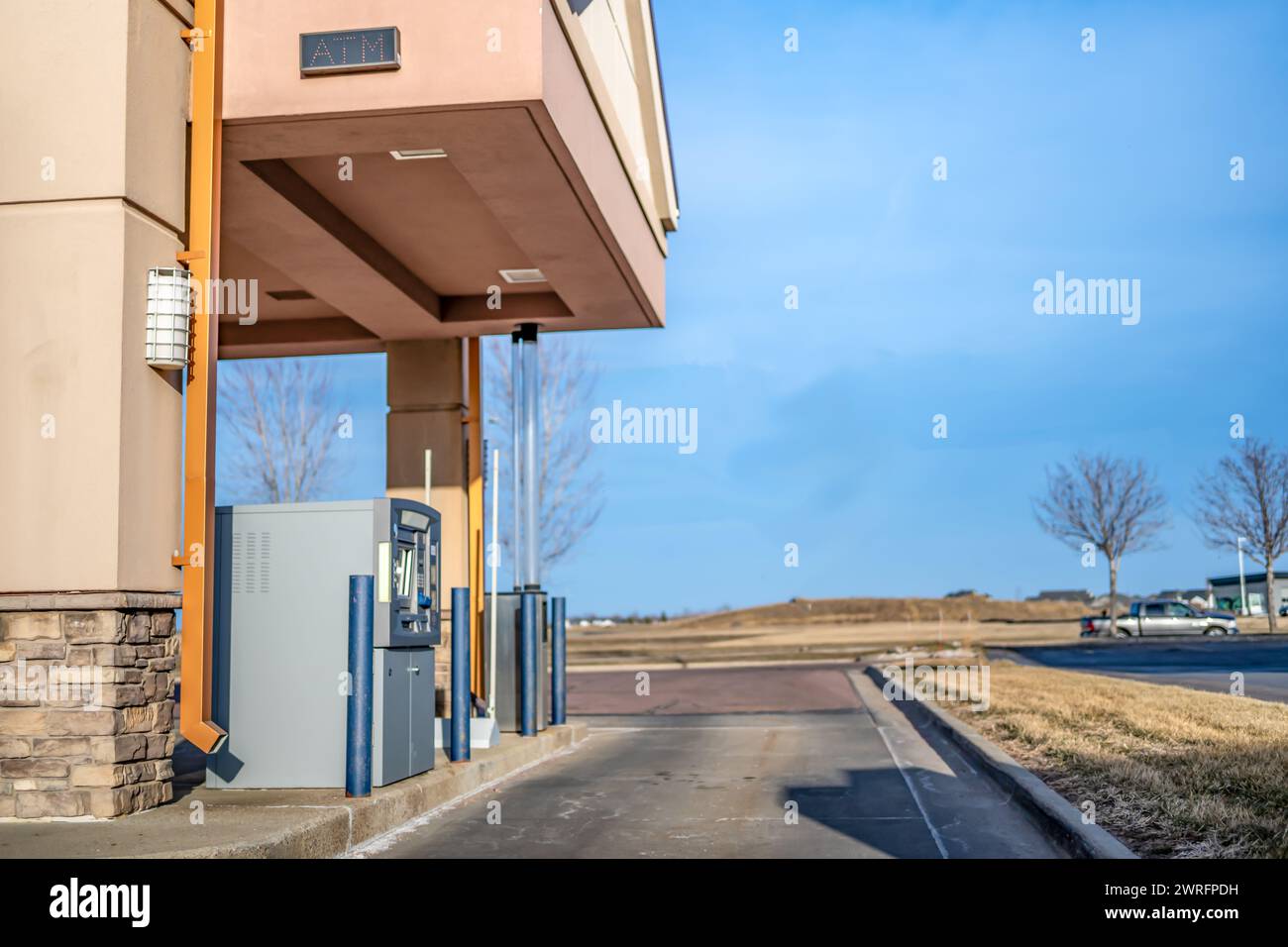 Banking automated teller machine lane in a small town Stock Photo