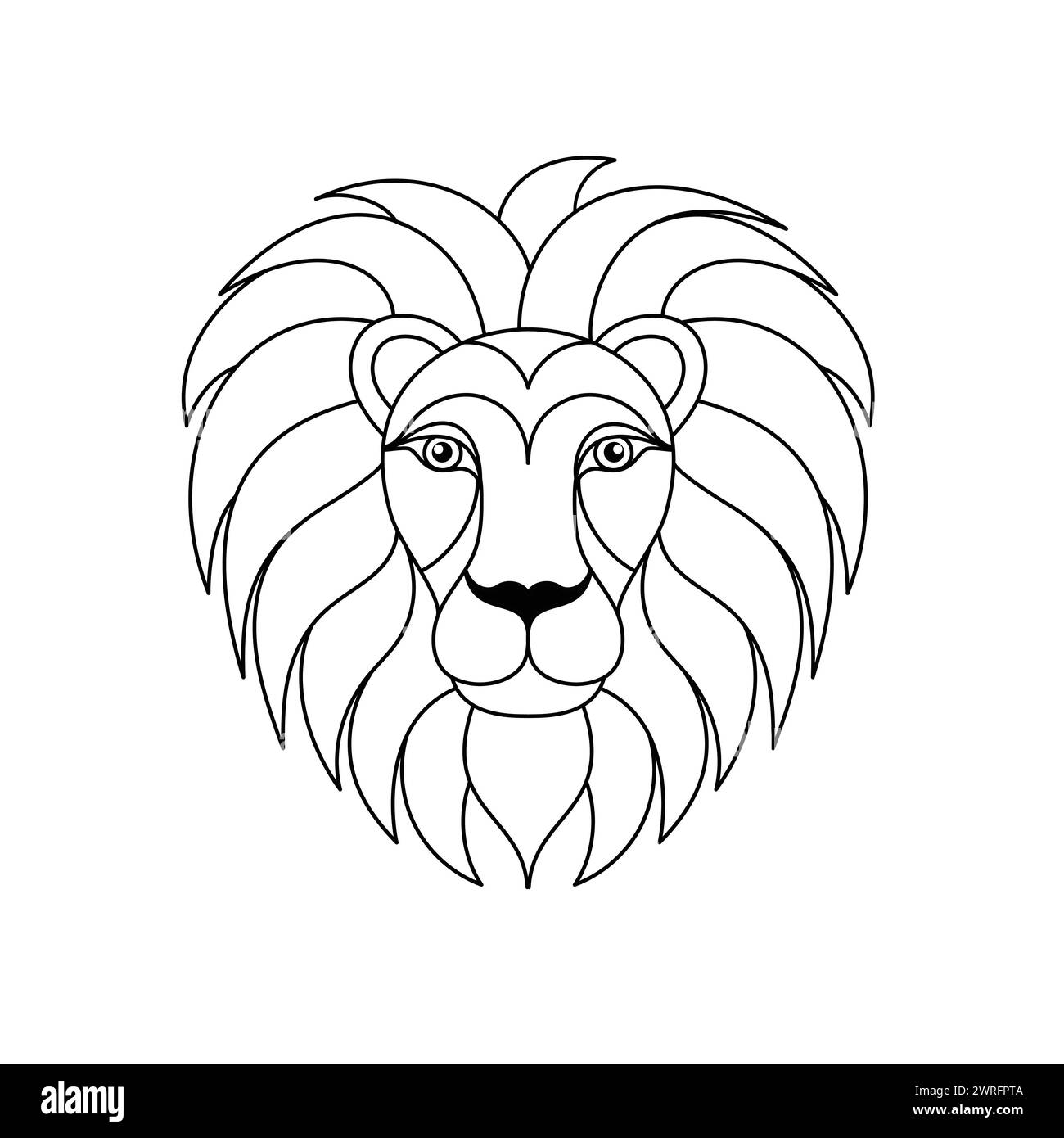 Lion icon in linear style on white background. Stock Vector