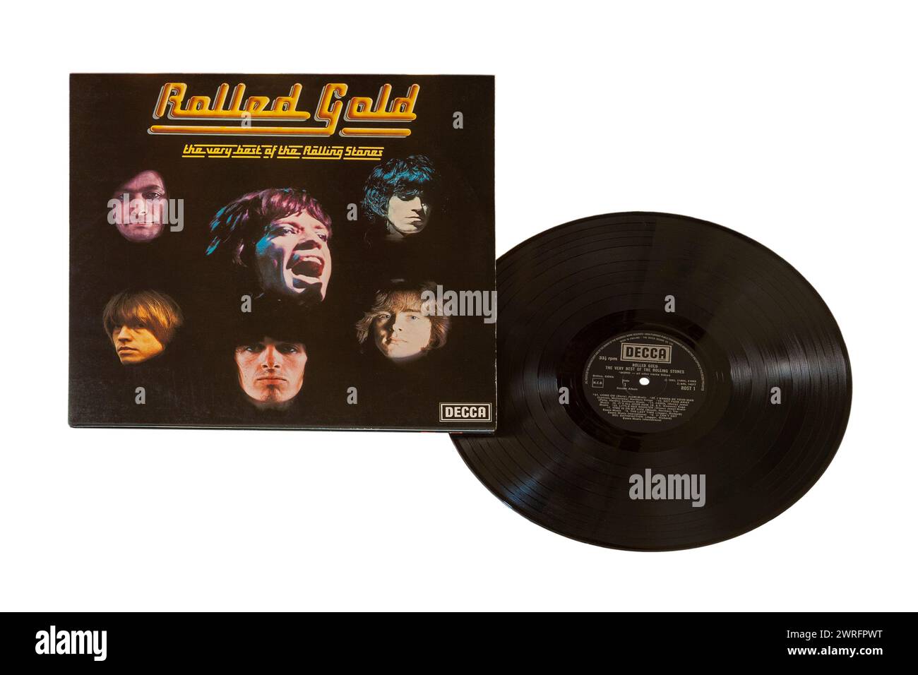 Rolled Gold the very best of The Rolling Stones vinyl record album LP cover isolated on white background - 1975 Stock Photo